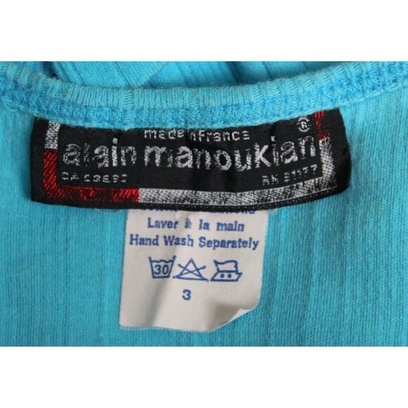 Vtg 1980s Alain Manoukian Dress Women Tank Summer Ribbed Cotton Pockets France - Picture 6 of 7